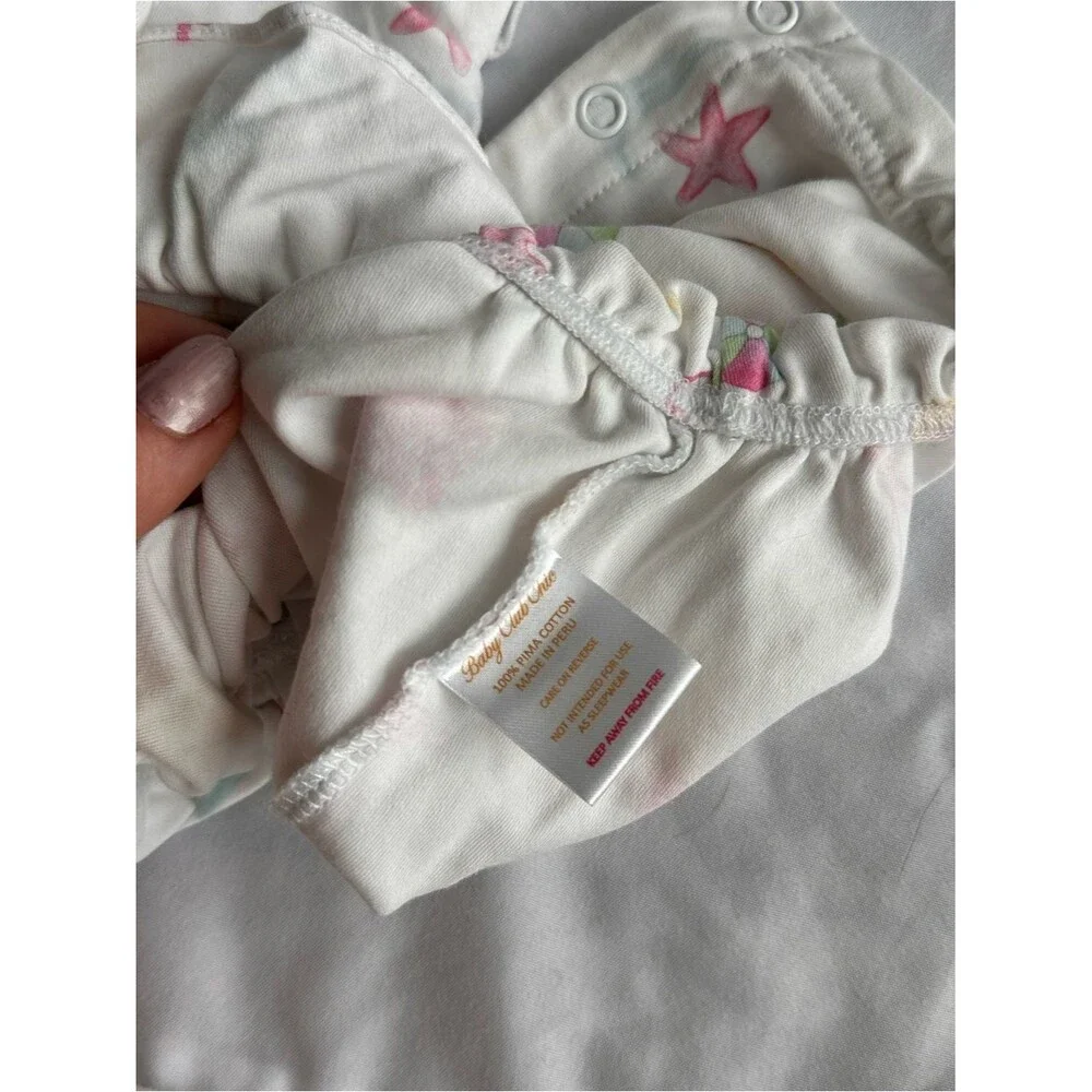 Baby Summer Romper with Beach Print - White